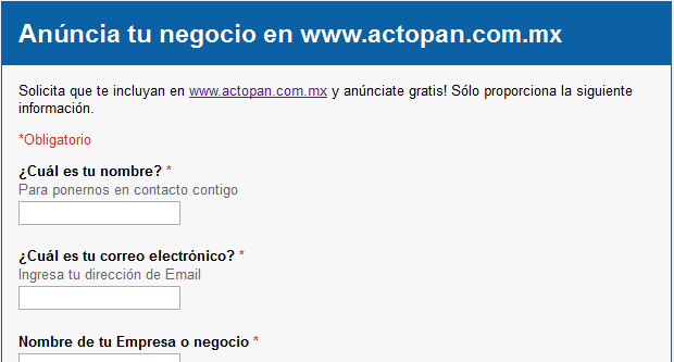 Anuncia tu empresa o negocio gratis!